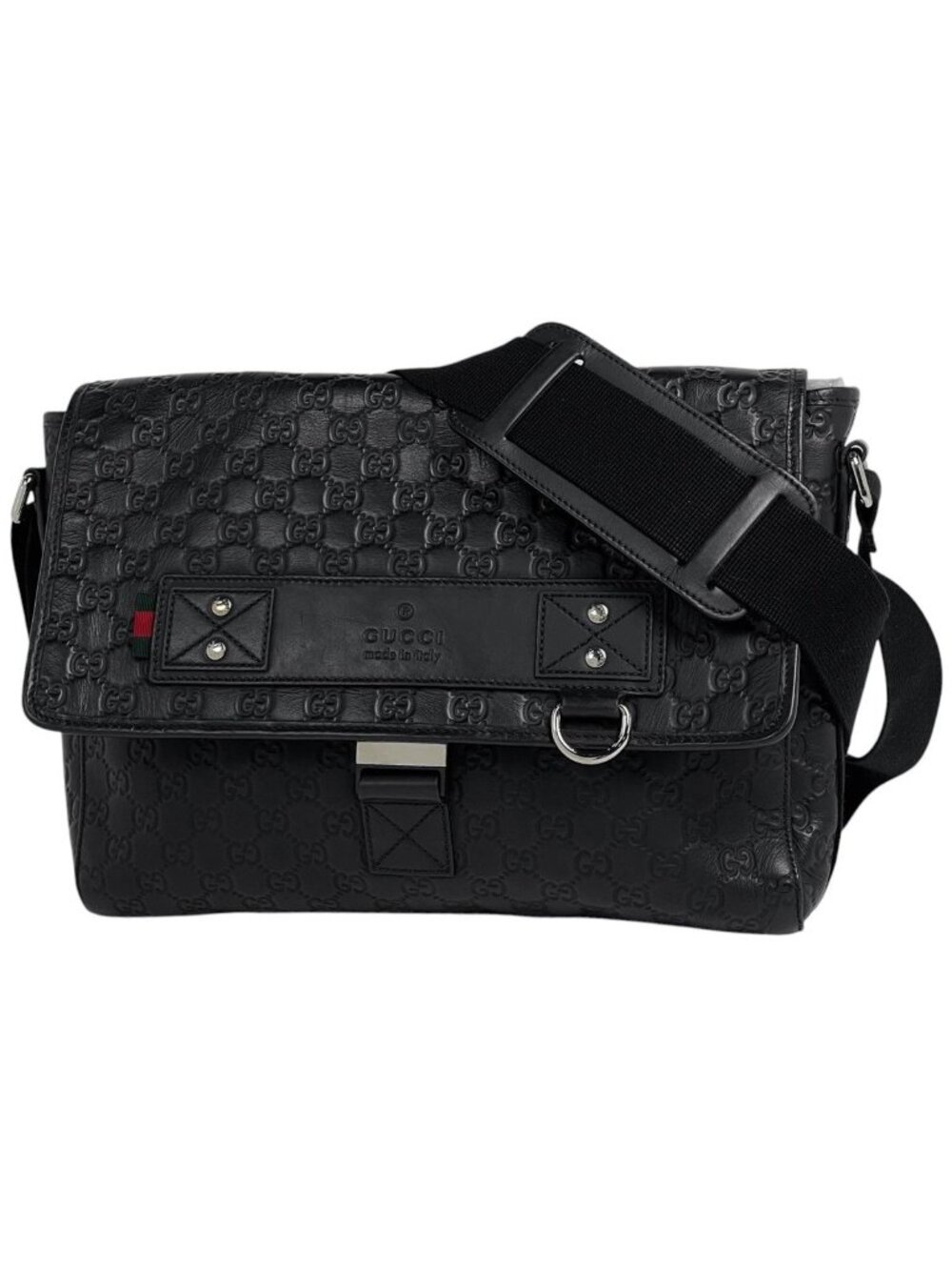 Gucci Shoulder Bag Guccissima Sherry Line Web Leather Black
